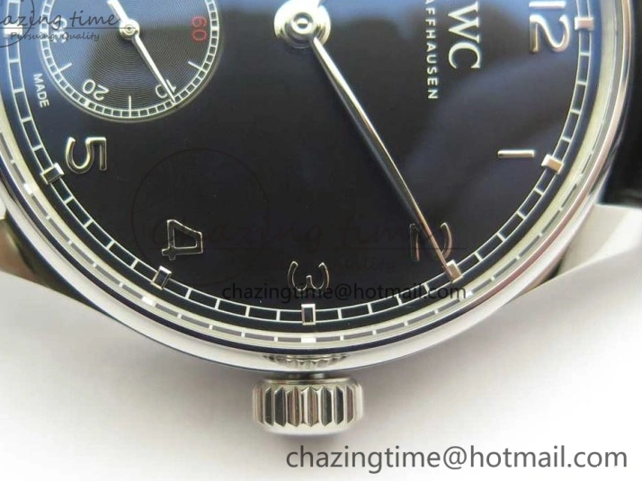 MIROTIME 0524 Sporty Portuguese Tourbillon IW5463 SS ZF Best Edition Black Dial on Black Leather Strap 7173